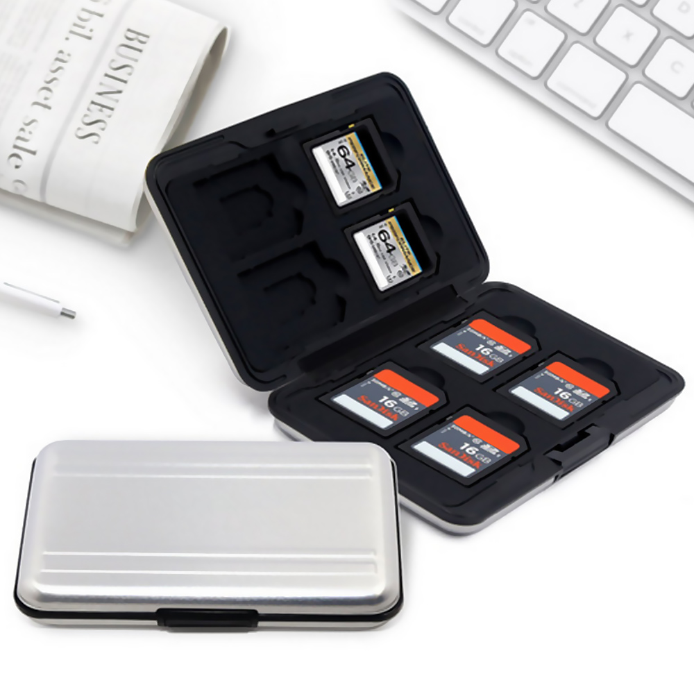 8 슬롯 알루미늄 SD 마이크로 디지털 메모리 카드 케이스 홀더, 정리 저장 상자 미디어 SD SDHC SDXC TF 카드 케이스 저장